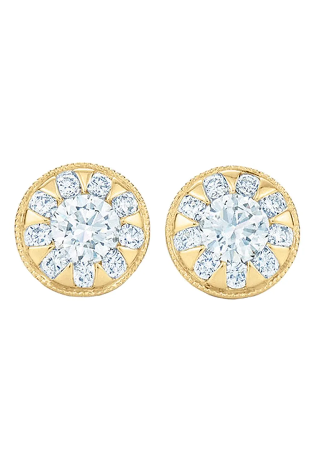 Sunburst Round Diamond Stud Earrings