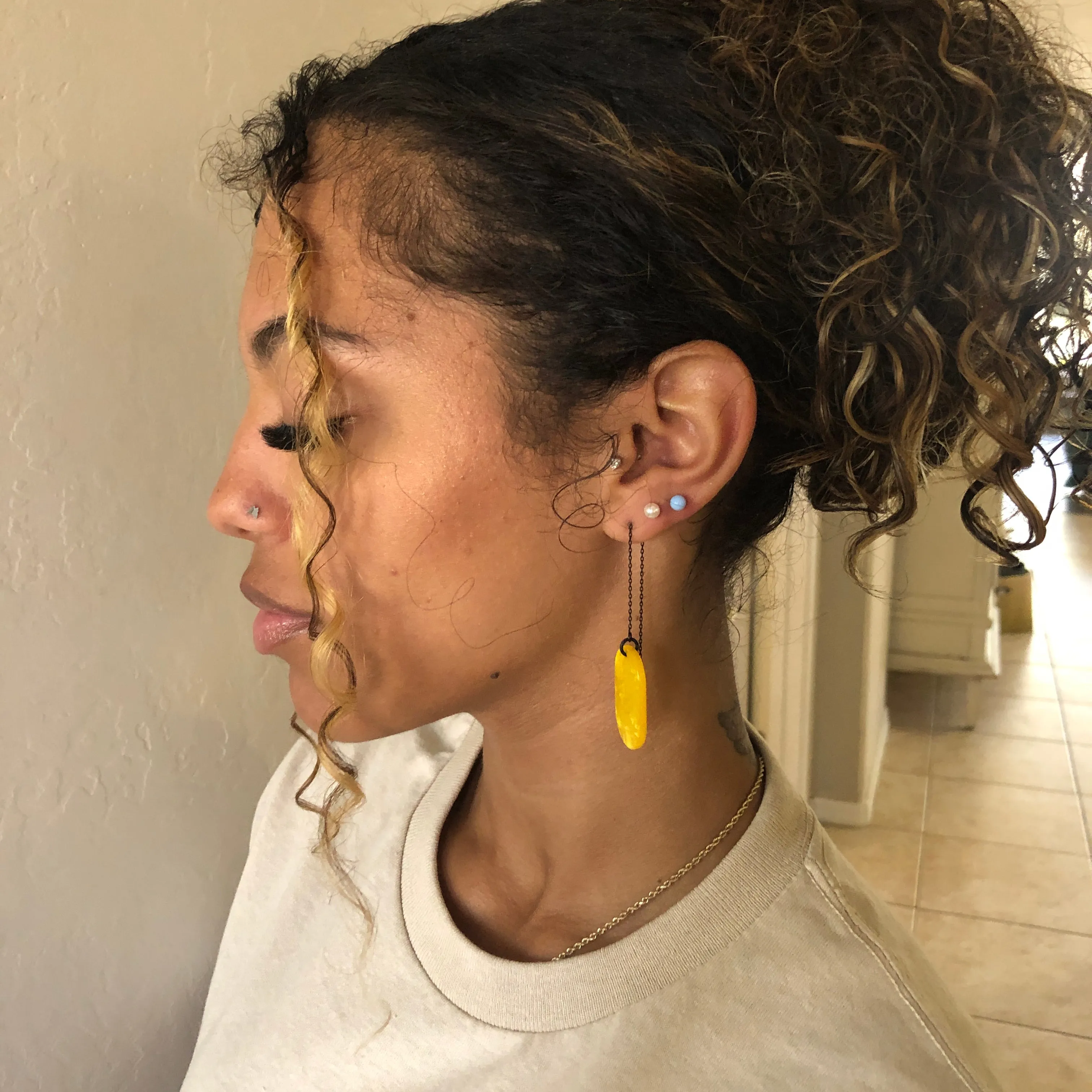 Sunshine Tag Threader Earrings