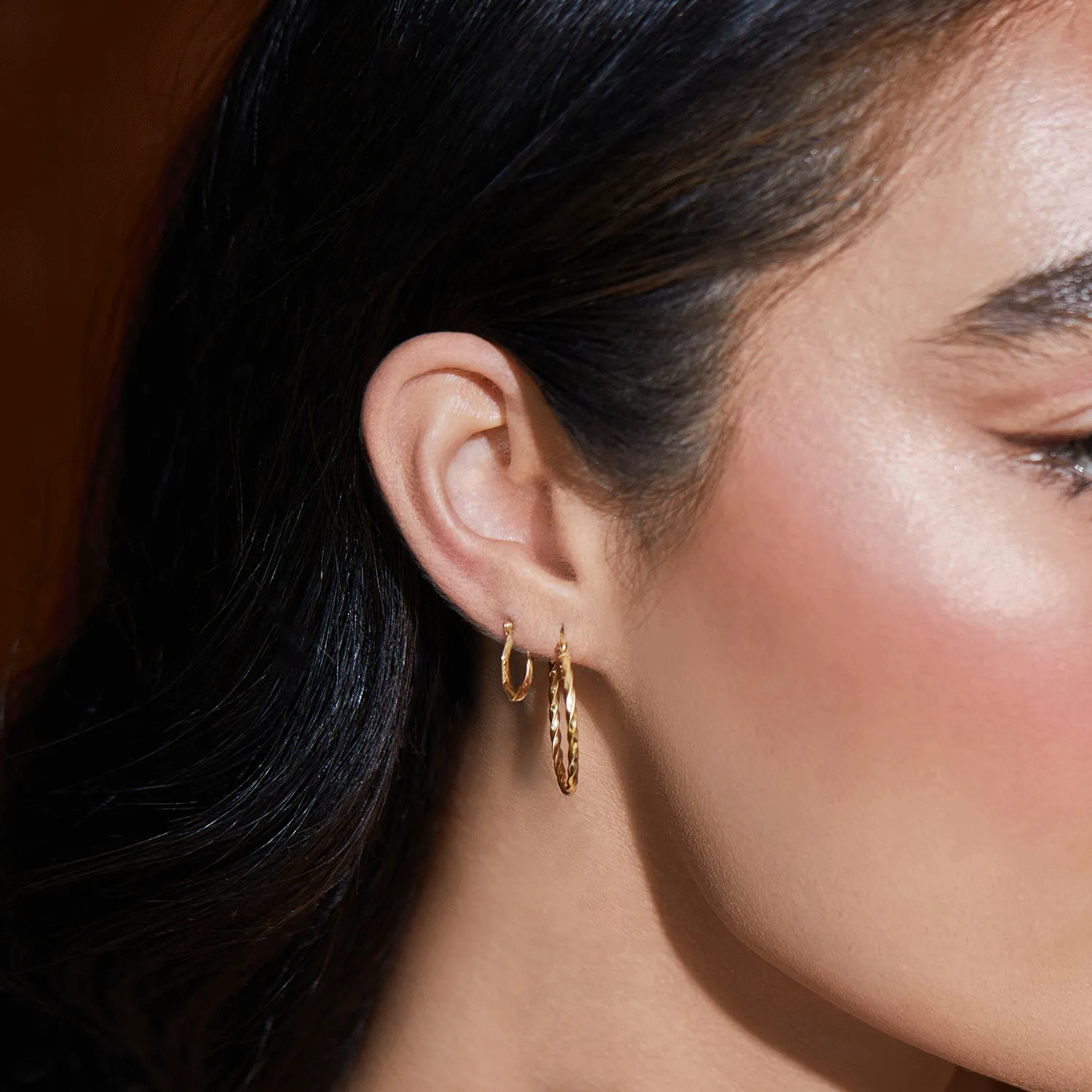 Tiny Hex Hoop Earrings