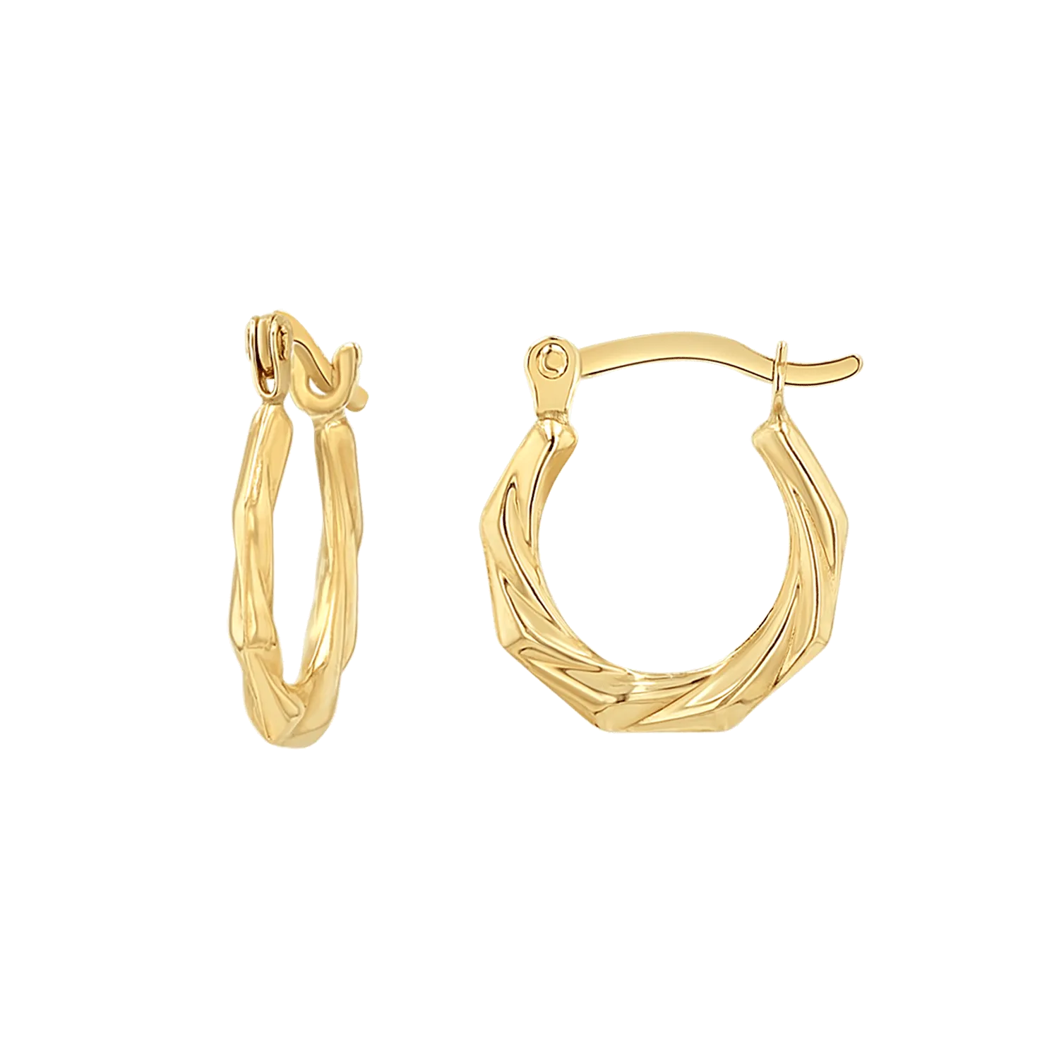 Tiny Hex Hoop Earrings