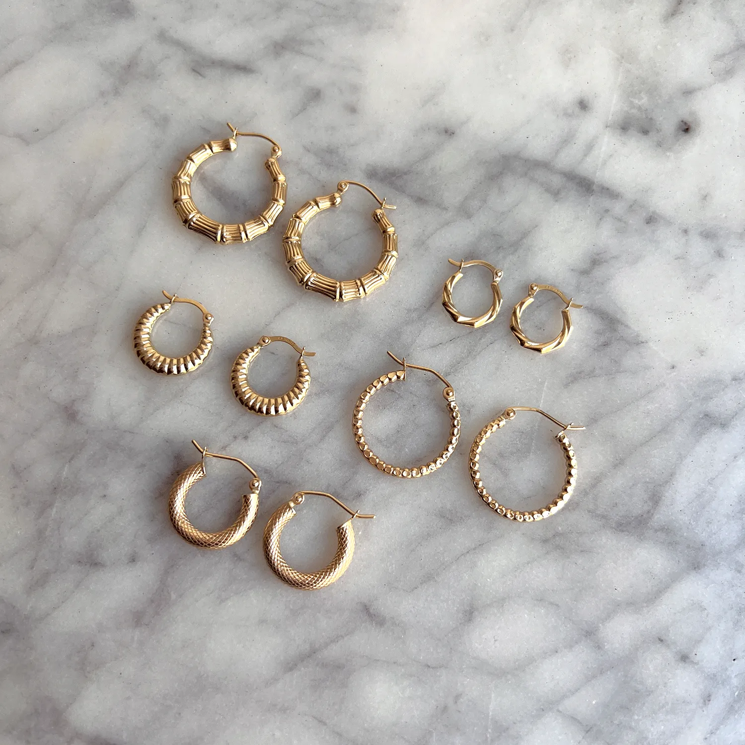Tiny Hex Hoop Earrings