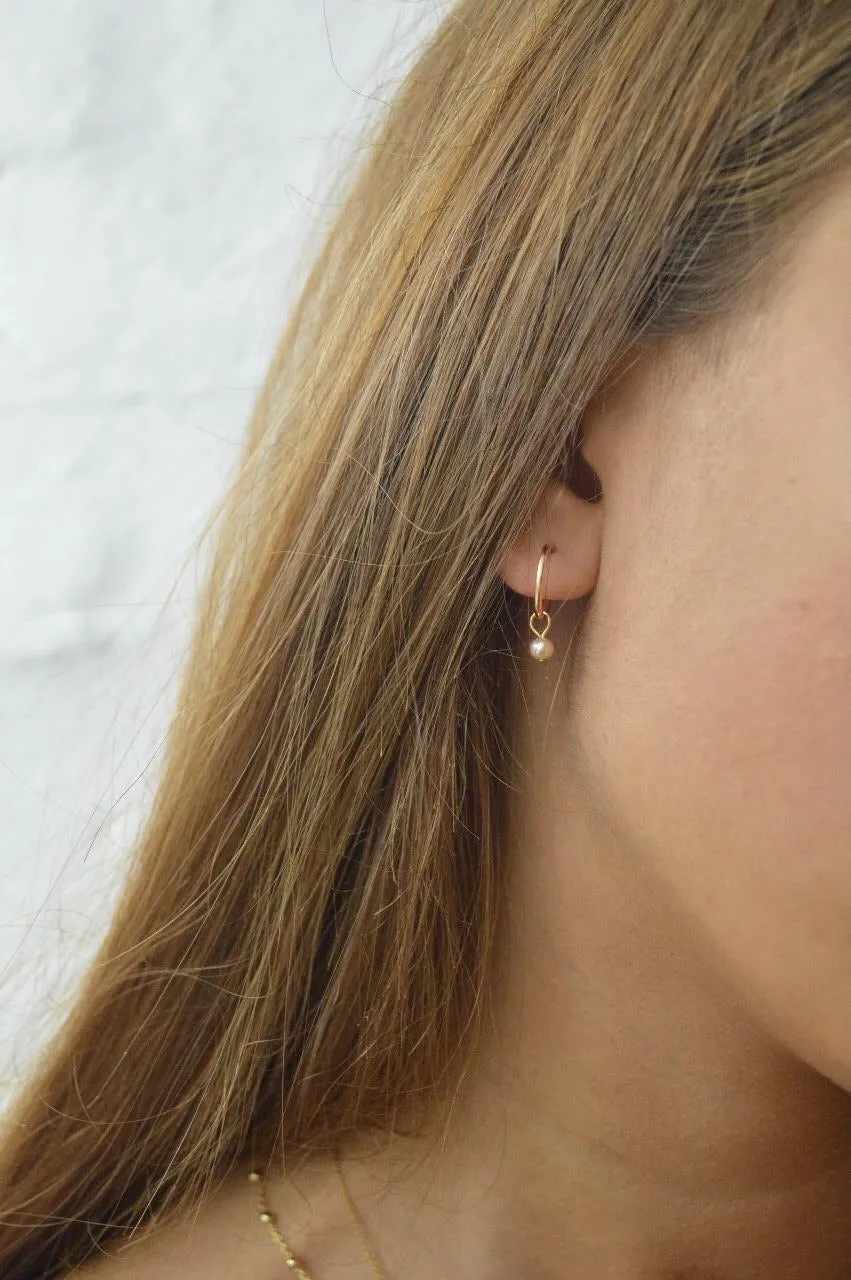 'tiny pearl' hoops | 24k rose gold-plated | 12mm
