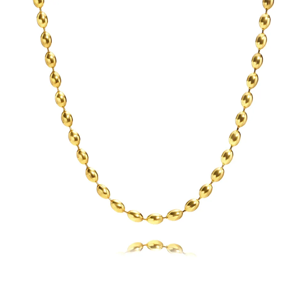 Titanium Steel Olive Millet Bead Chain Necklace