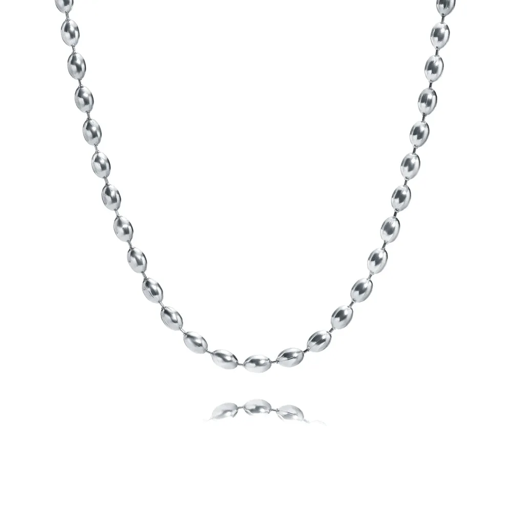 Titanium Steel Olive Millet Bead Chain Necklace