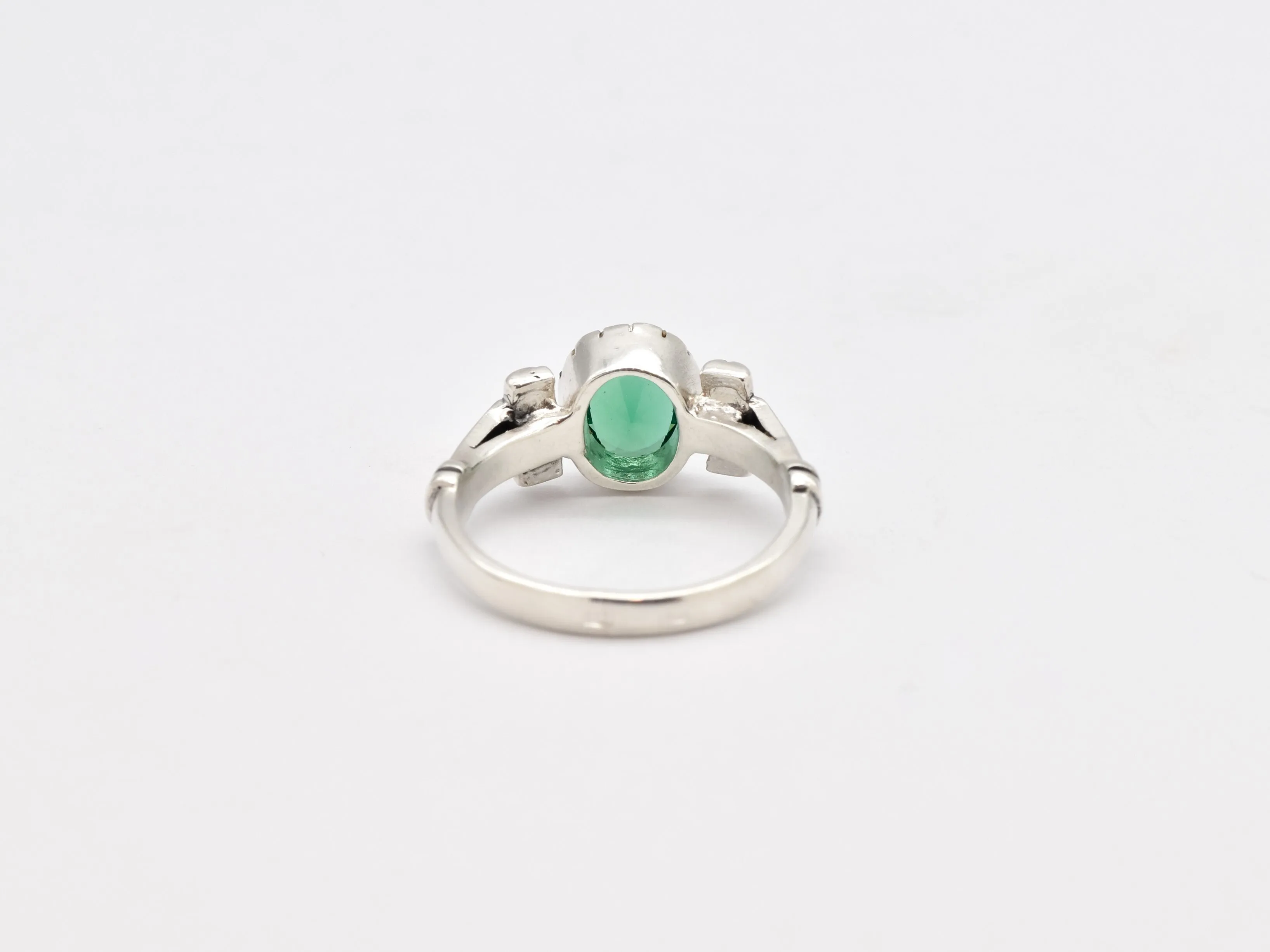 Tribal Emerald Ring - Green Oval Ring - Emerald Boho Ring