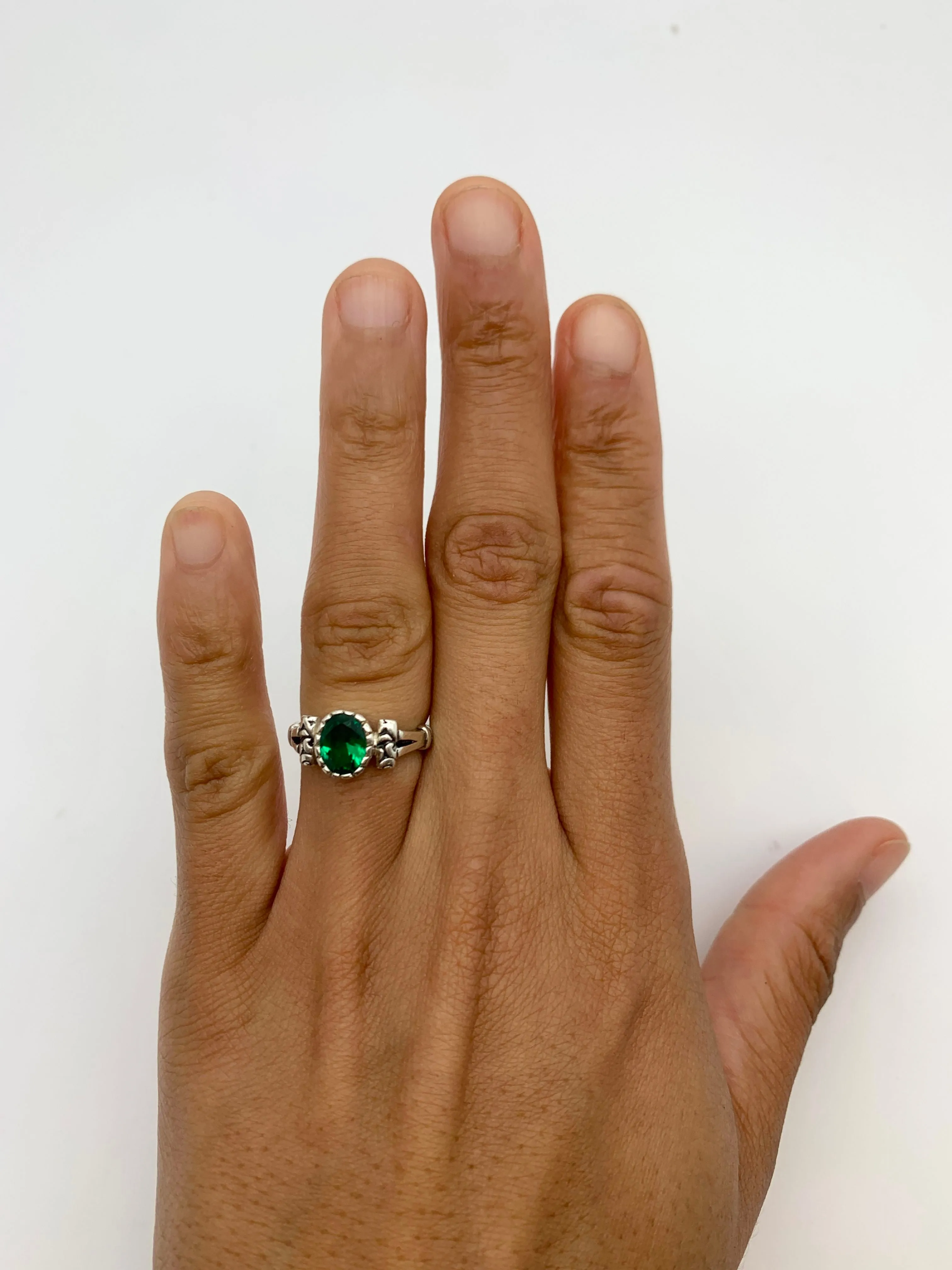 Tribal Emerald Ring - Green Oval Ring - Emerald Boho Ring