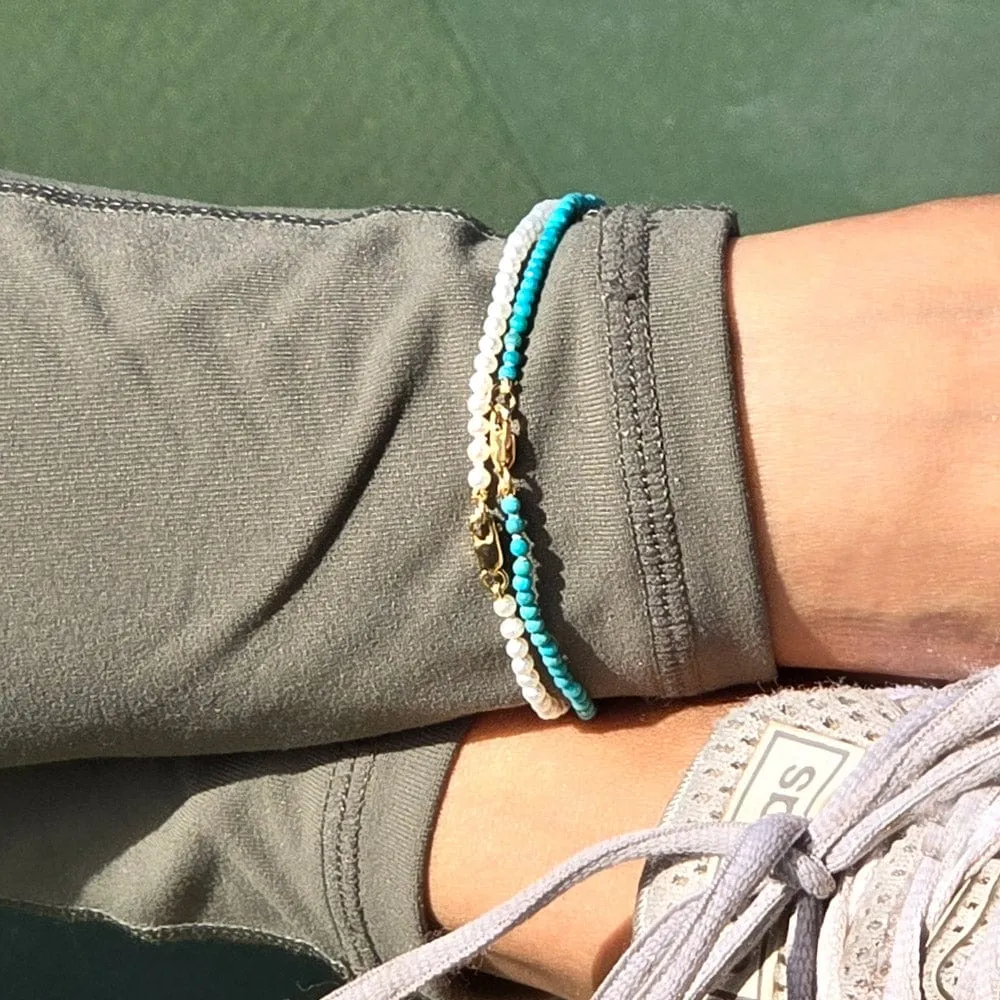 Turquoise Anklet 2mm Beaded