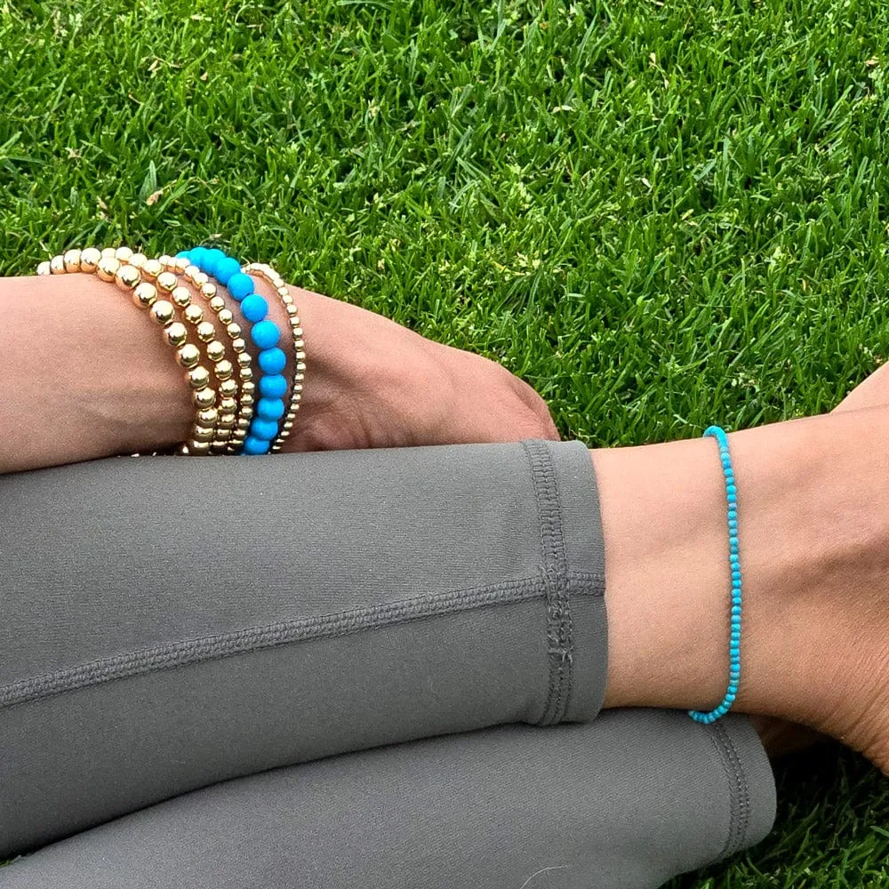 Turquoise Anklet 2mm Beaded