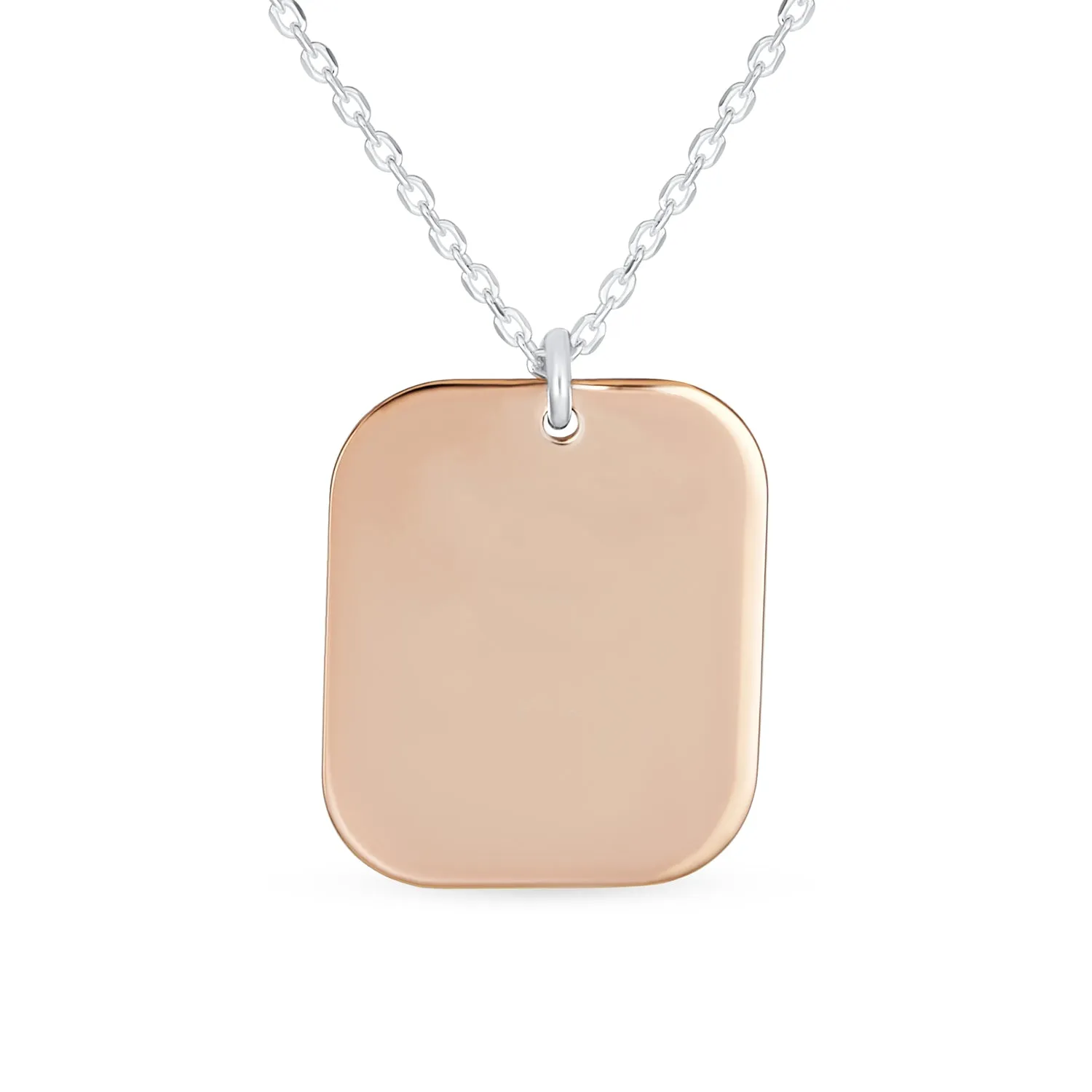 Two Tone Paw Prints Dog Tag Pendant Necklace Rose Gold & Sterling Silver