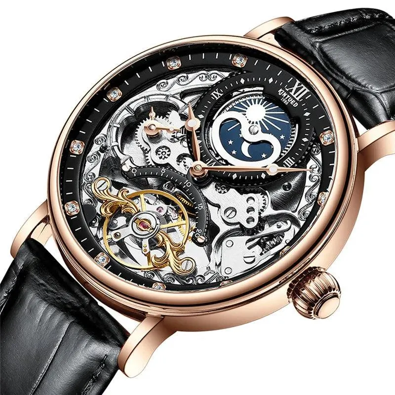 Uhren Herren Roségold Skelett Tourbillon Automatik Mechanische