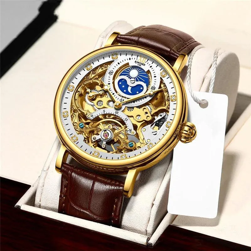 Uhren Herren Roségold Skelett Tourbillon Automatik Mechanische