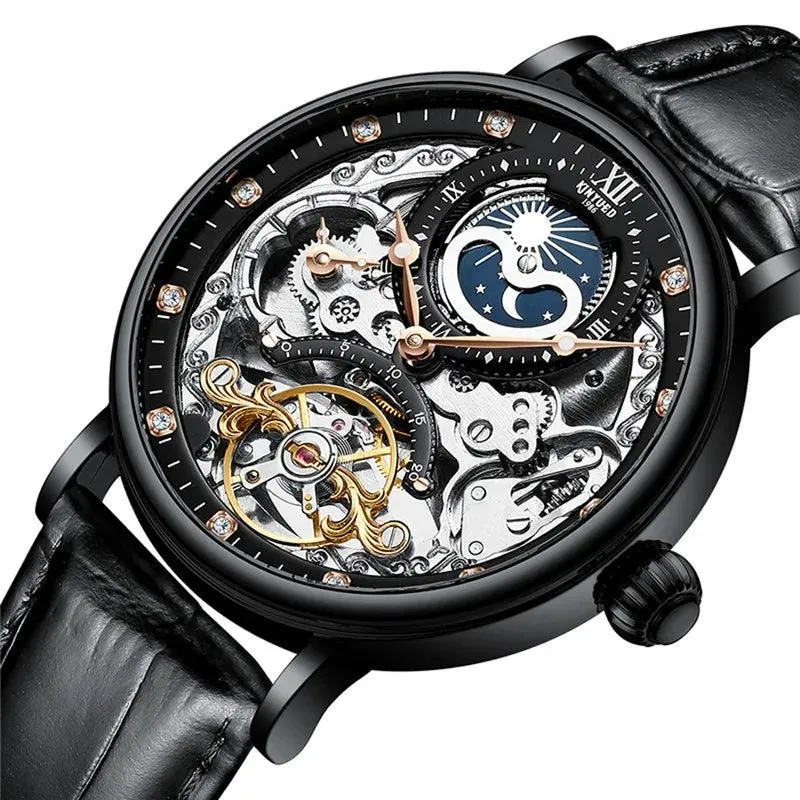 Uhren Herren Roségold Skelett Tourbillon Automatik Mechanische