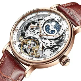 Uhren Herren Roségold Skelett Tourbillon Automatik Mechanische
