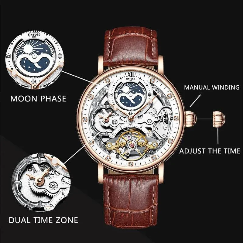 Uhren Herren Roségold Skelett Tourbillon Automatik Mechanische