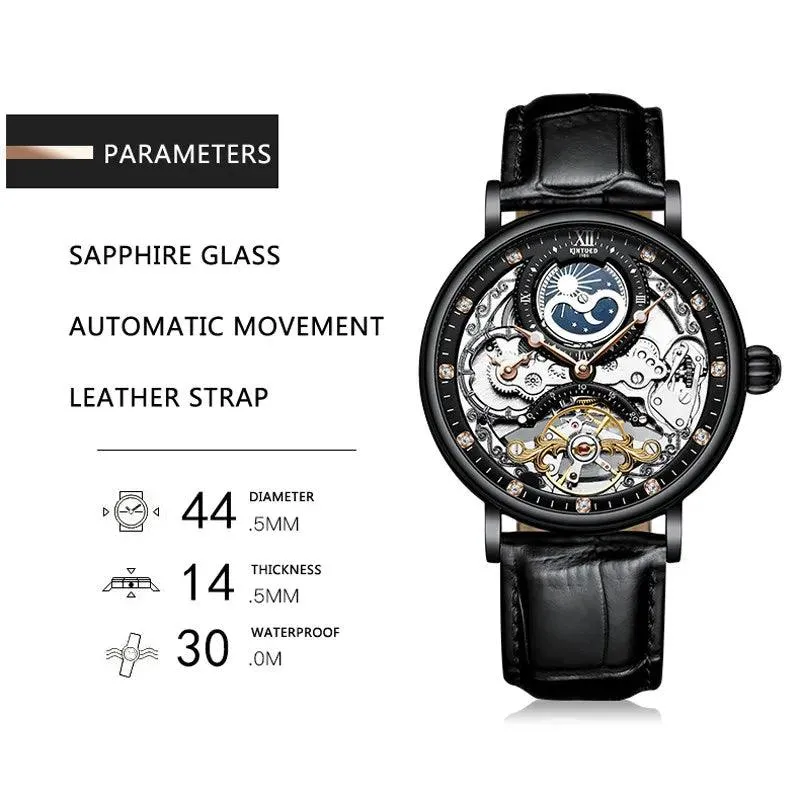Uhren Herren Roségold Skelett Tourbillon Automatik Mechanische