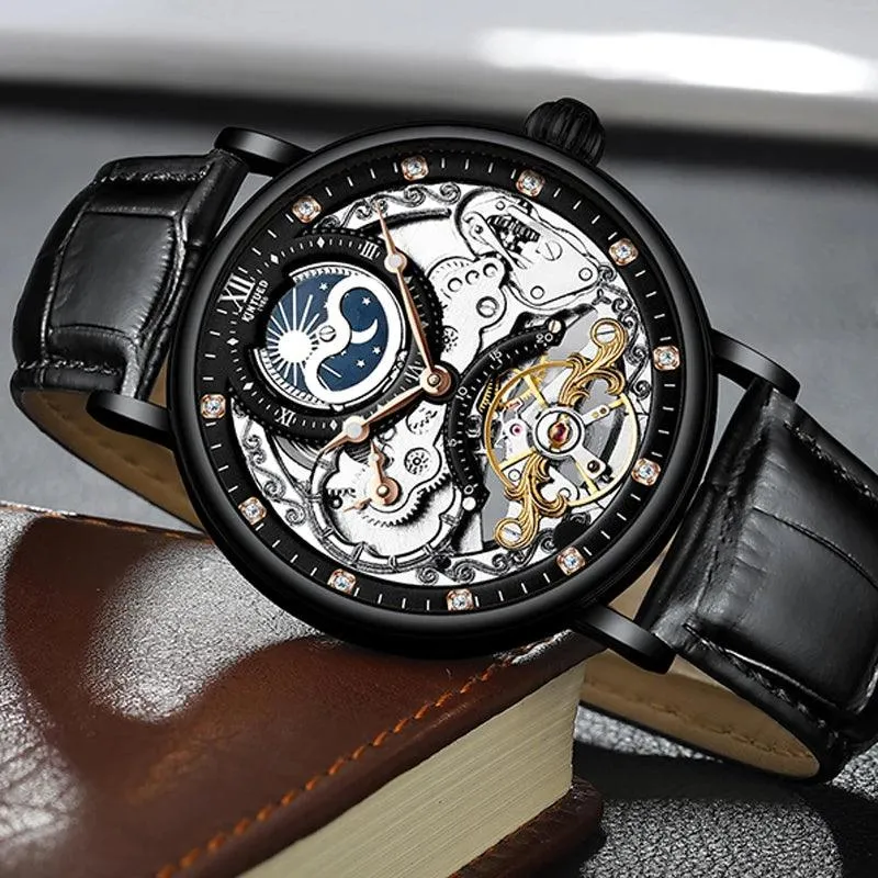 Uhren Herren Roségold Skelett Tourbillon Automatik Mechanische