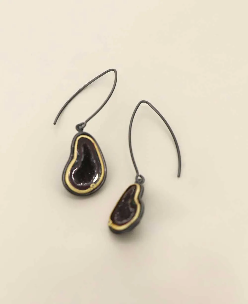 Unique Agate Geode Threader Earrings