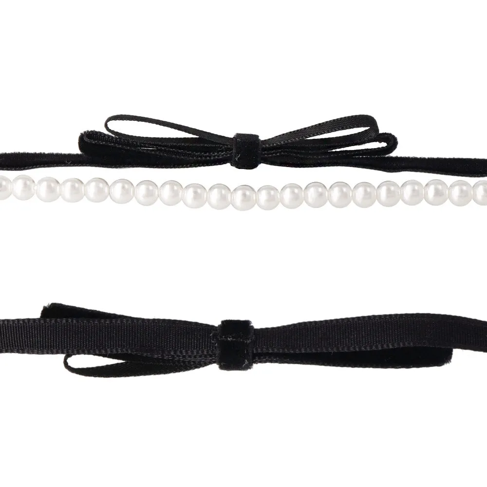 Velvet Ribbon and Pearl Bracelet