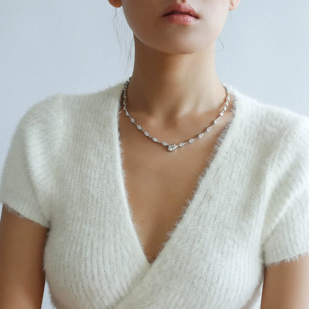 Versatile Zircon-Embellished Choker Necklace