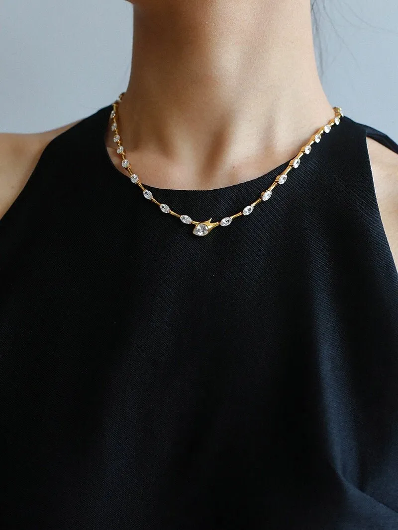 Versatile Zircon-Embellished Choker Necklace