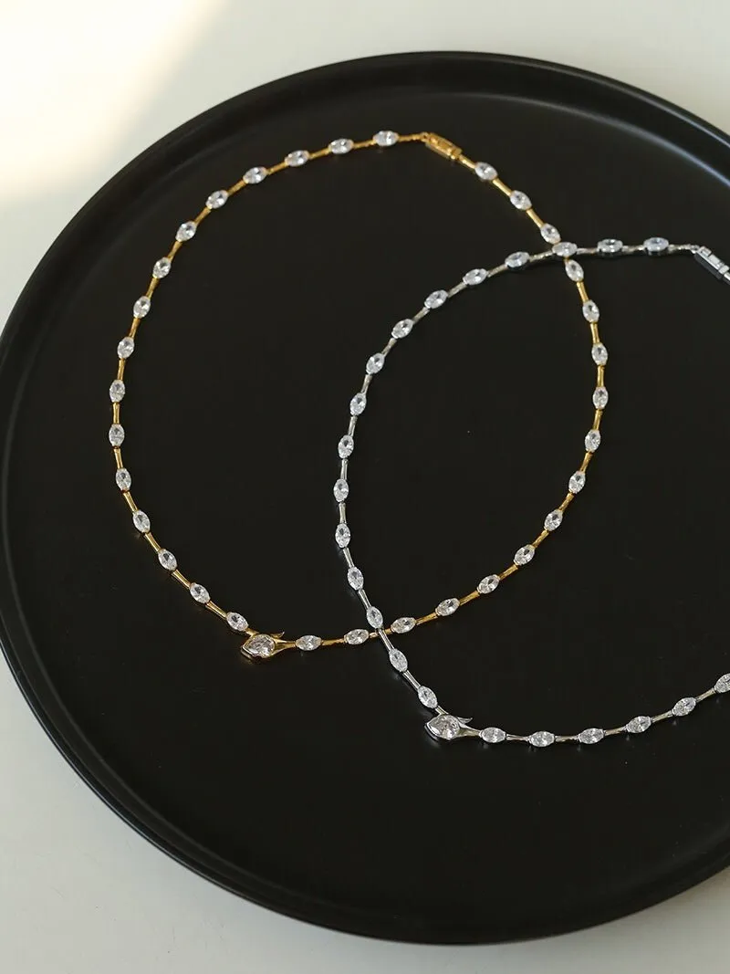 Versatile Zircon-Embellished Choker Necklace