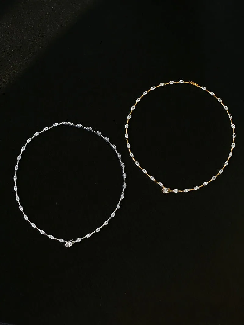 Versatile Zircon-Embellished Choker Necklace