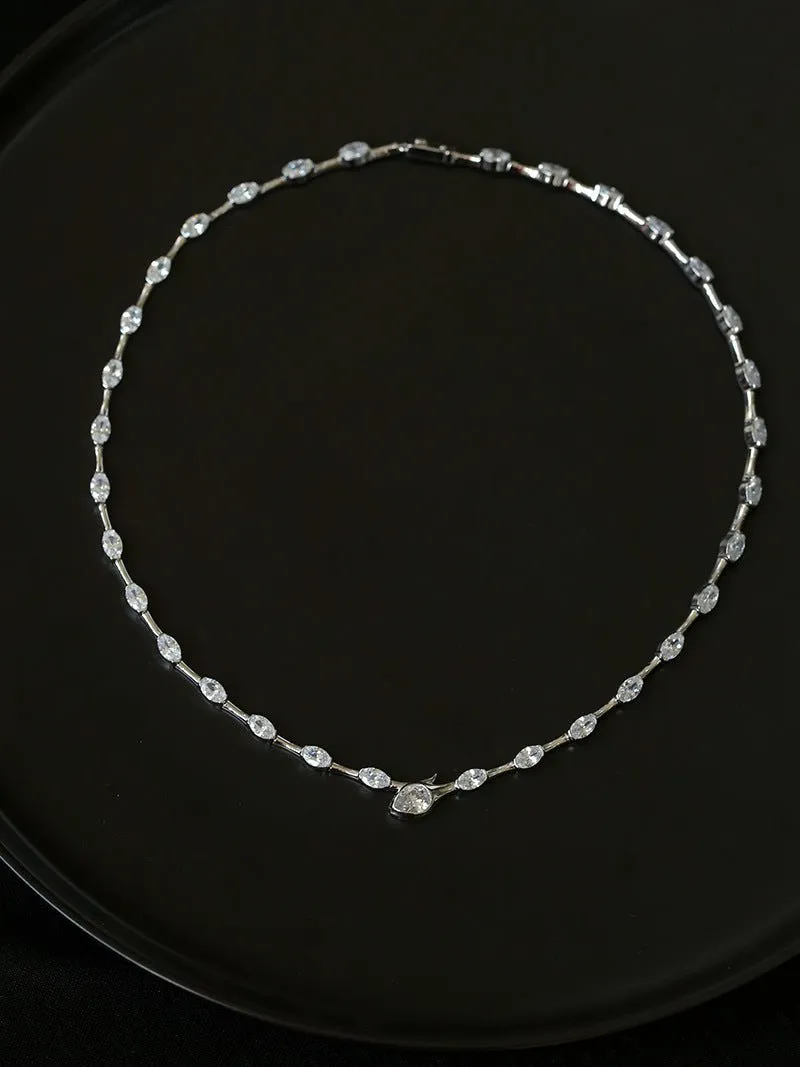 Versatile Zircon-Embellished Choker Necklace