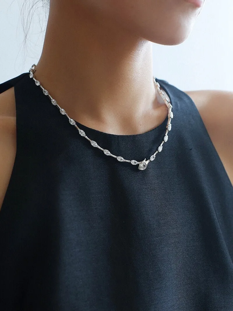 Versatile Zircon-Embellished Choker Necklace