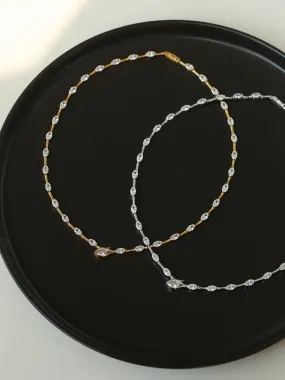 Versatile Zircon-Embellished Choker Necklace