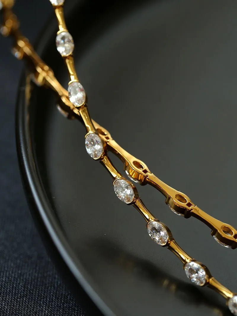 Versatile Zircon-Embellished Choker Necklace