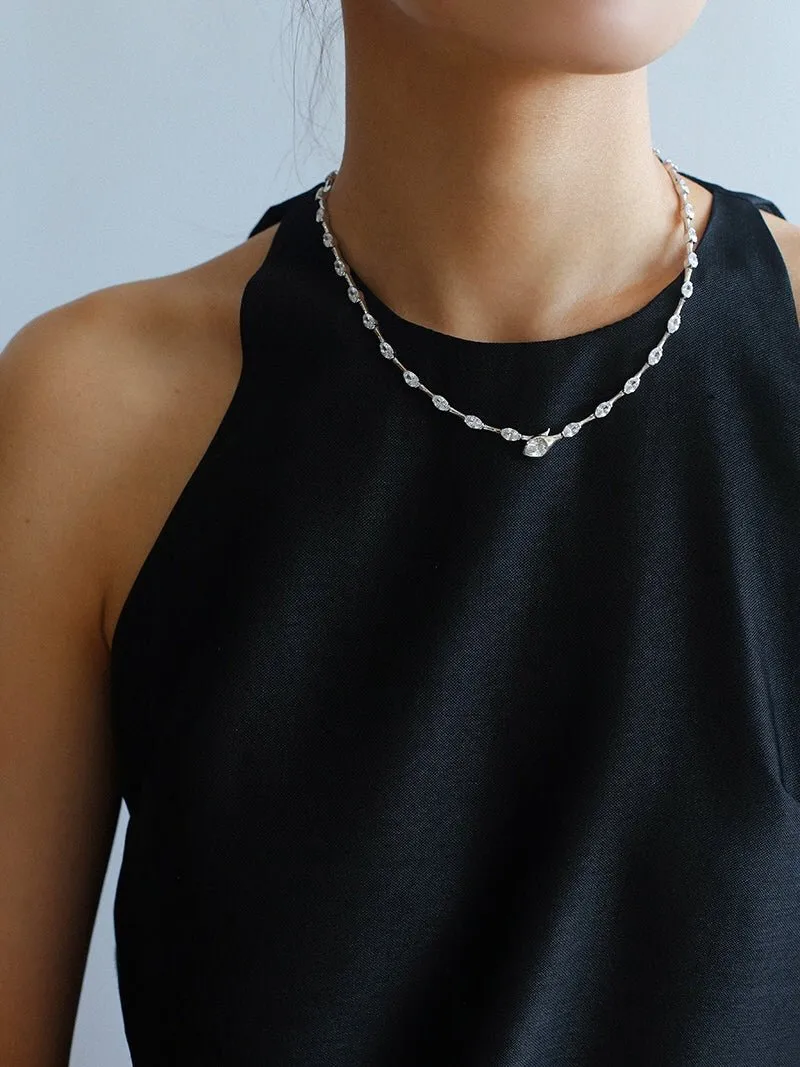 Versatile Zircon-Embellished Choker Necklace