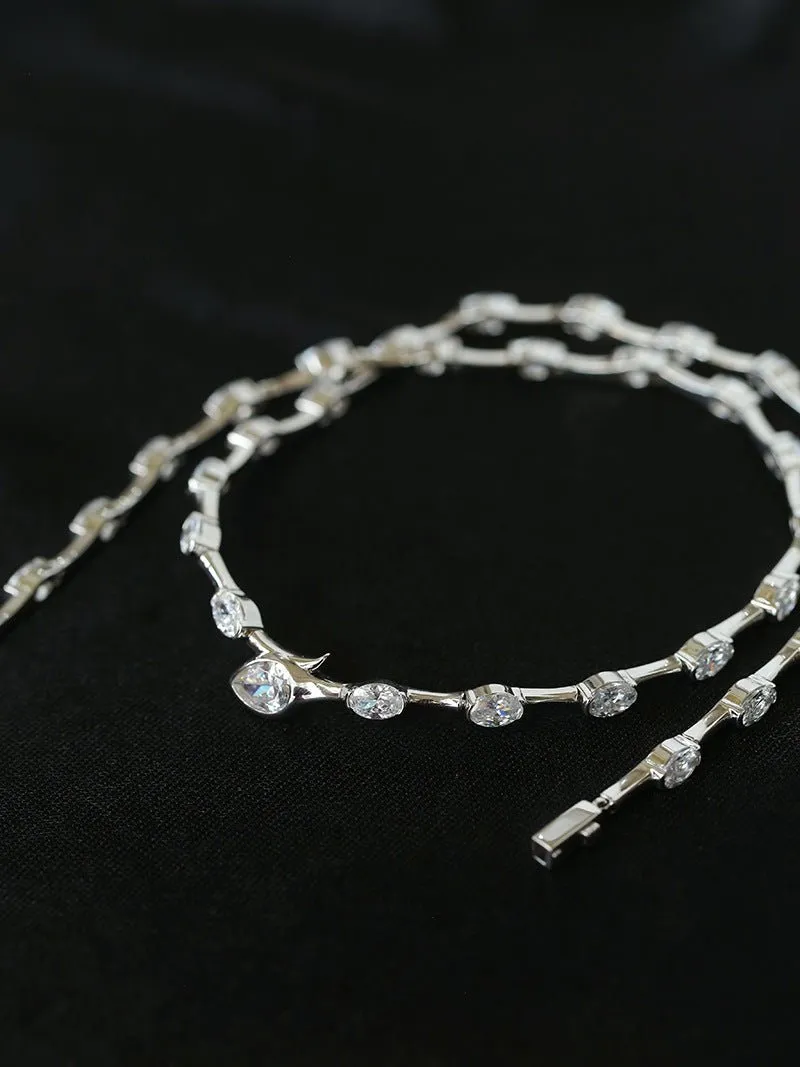 Versatile Zircon-Embellished Choker Necklace