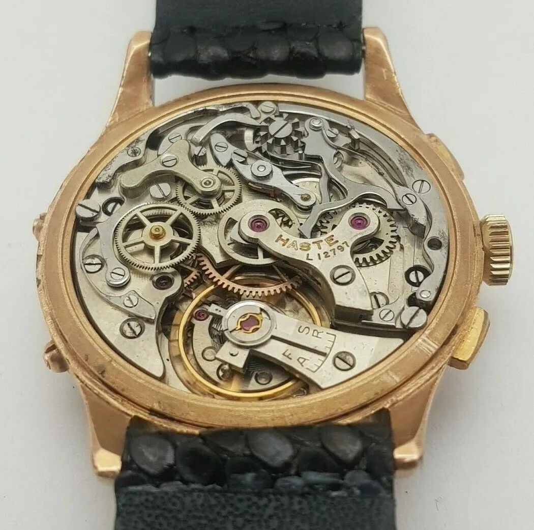 Vintage Haste Chronograph Triple Date MoonPhase LEONIDAS VALJOUX 88 Watch Gold