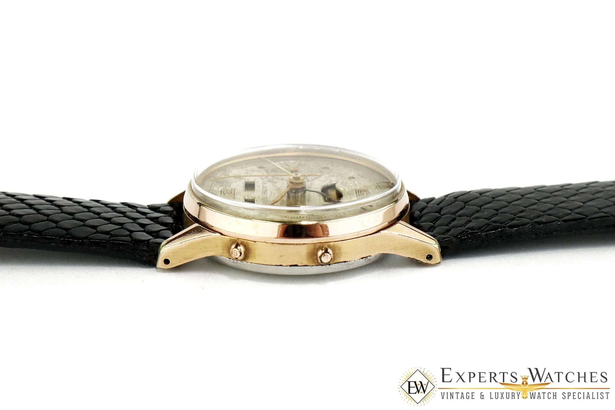 Vintage Haste Chronograph Triple Date MoonPhase LEONIDAS VALJOUX 88 Watch Gold