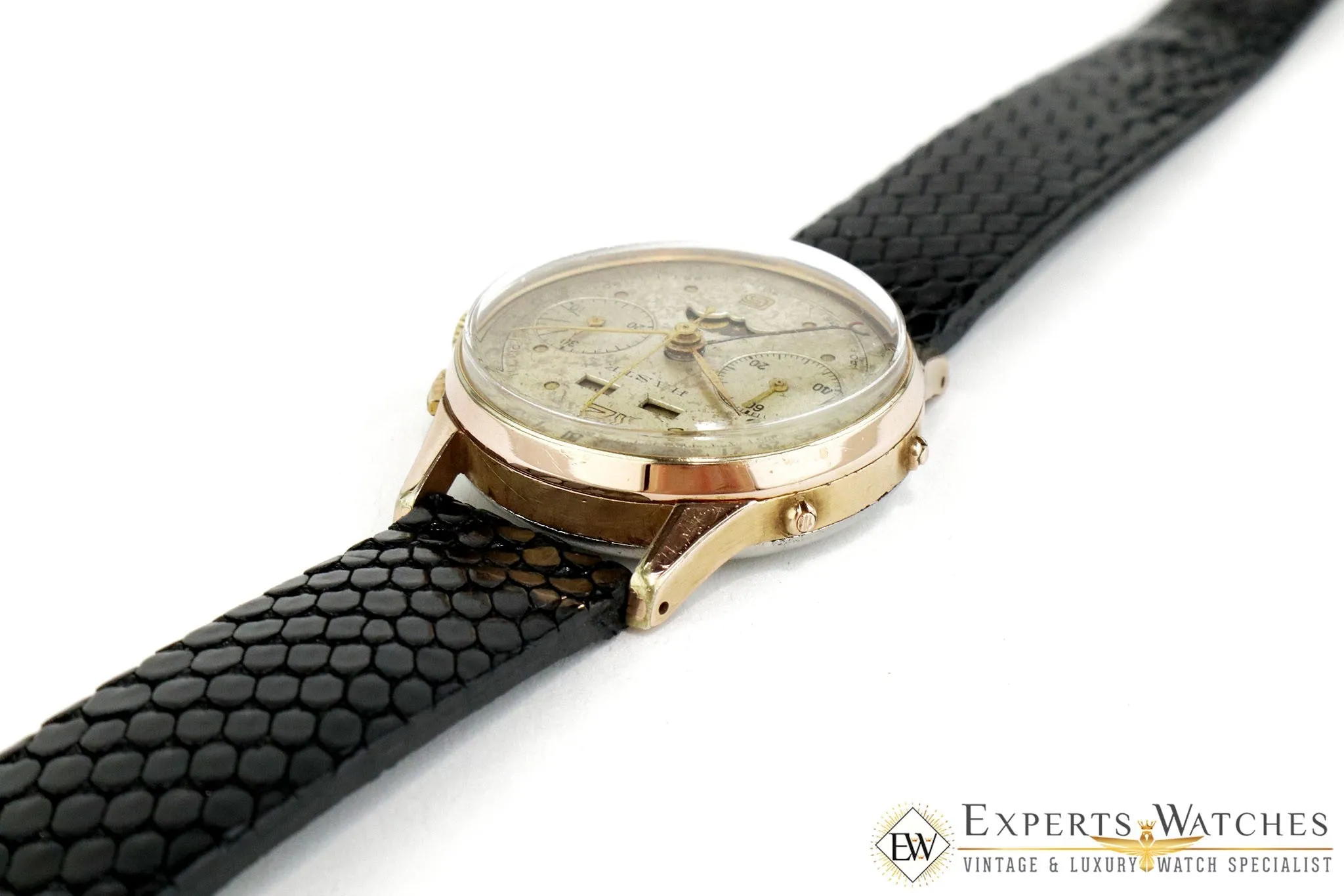 Vintage Haste Chronograph Triple Date MoonPhase LEONIDAS VALJOUX 88 Watch Gold