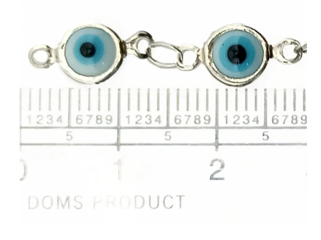 White & Blue Evil Eye Glass Beads Chain