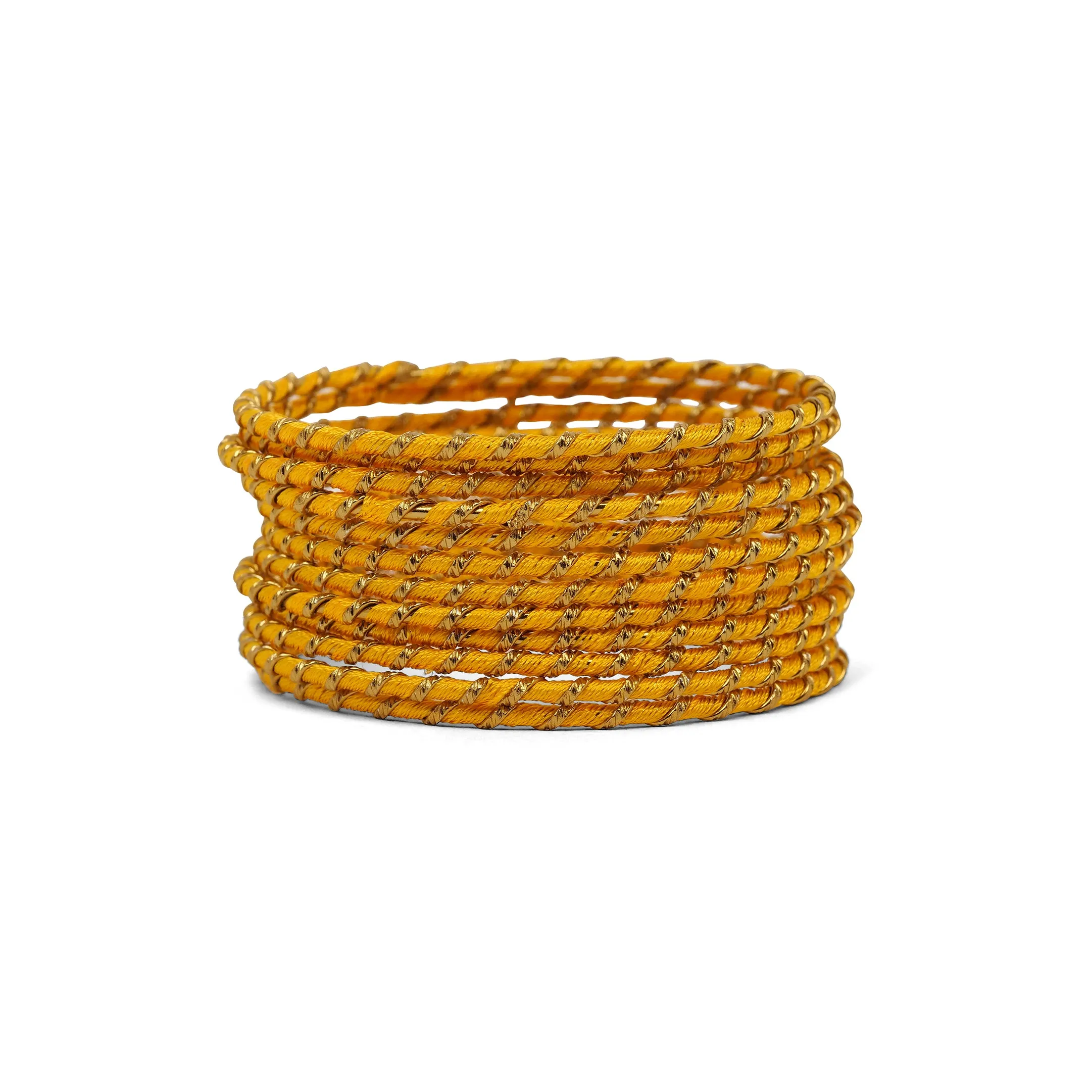 Yellow Striped Thread Bangles