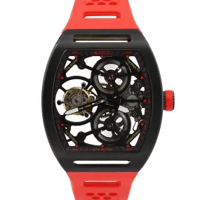 Zeroo Time T4 THE ARCHER Skeleton Black Red Steel TOURBILLON Rubber ZT004BRD BOX