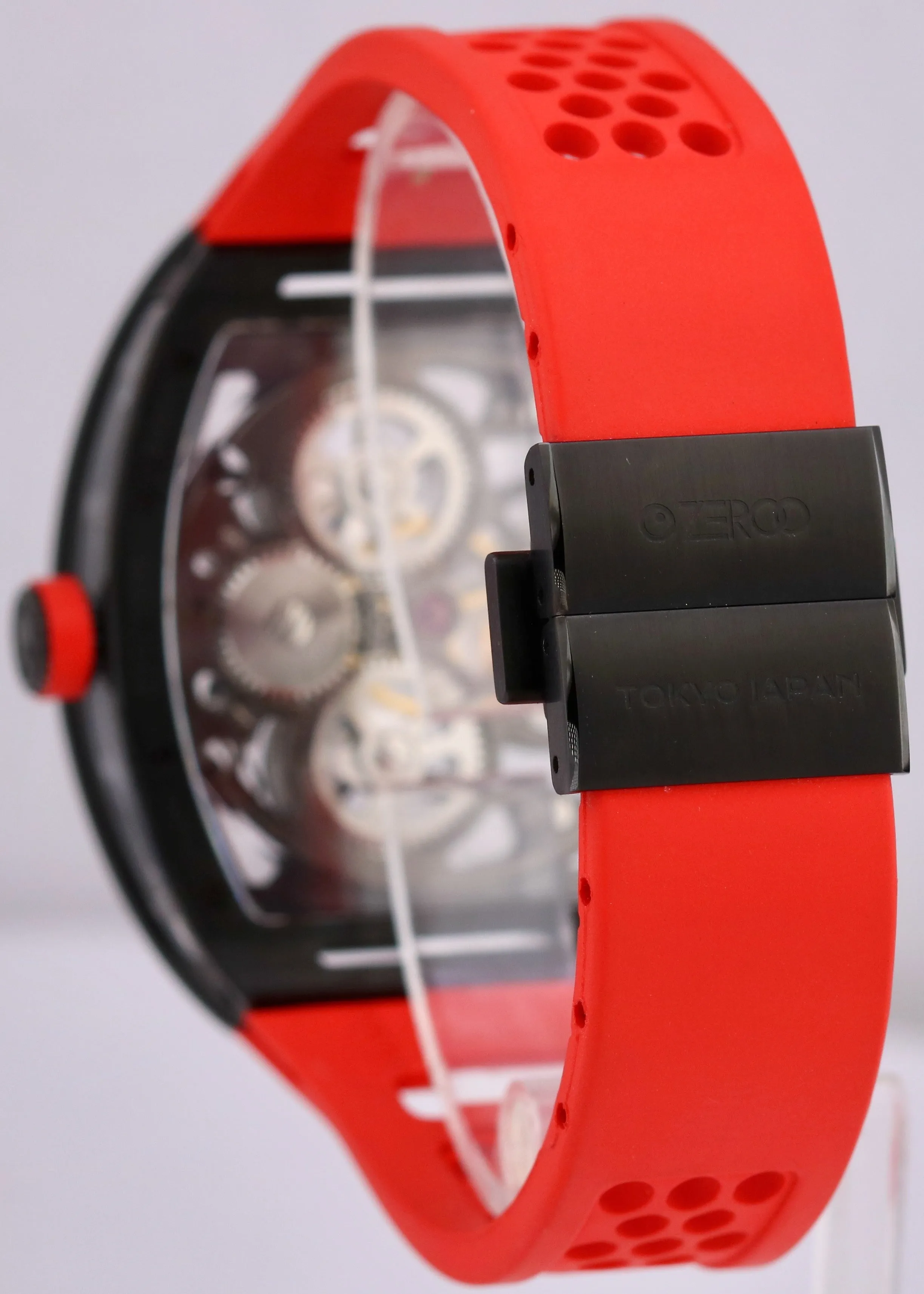 Zeroo Time T4 THE ARCHER Skeleton Black Red Steel TOURBILLON Rubber ZT004BRD BOX